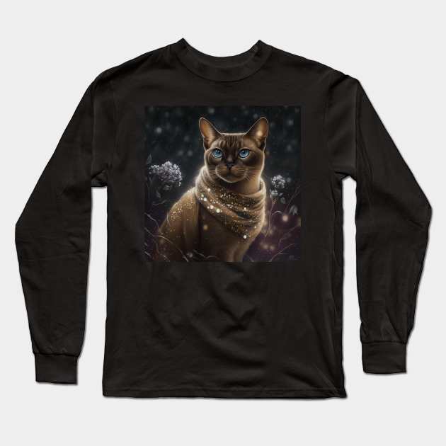 Burmese Portrait Long Sleeve T-Shirt by Enchanted Reverie